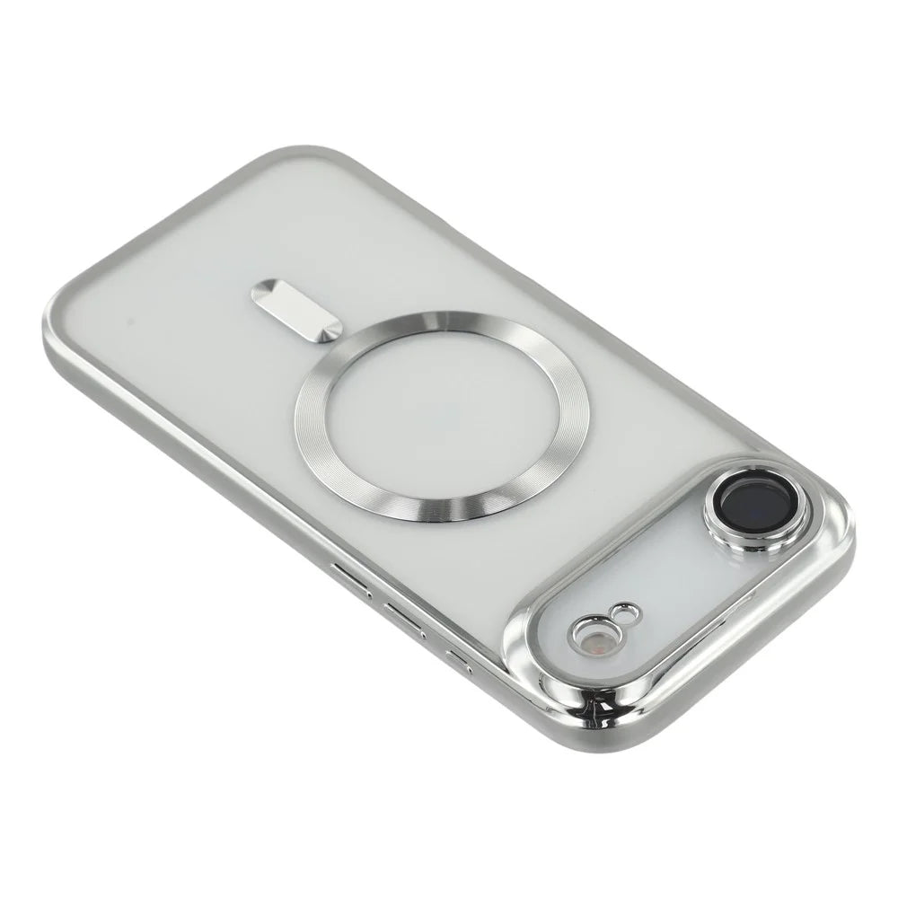 For iPhone Air Magnetic Case CD Veins Glass Lens Guard TPU Phone Back Cover with Screen Film - Silver - 6