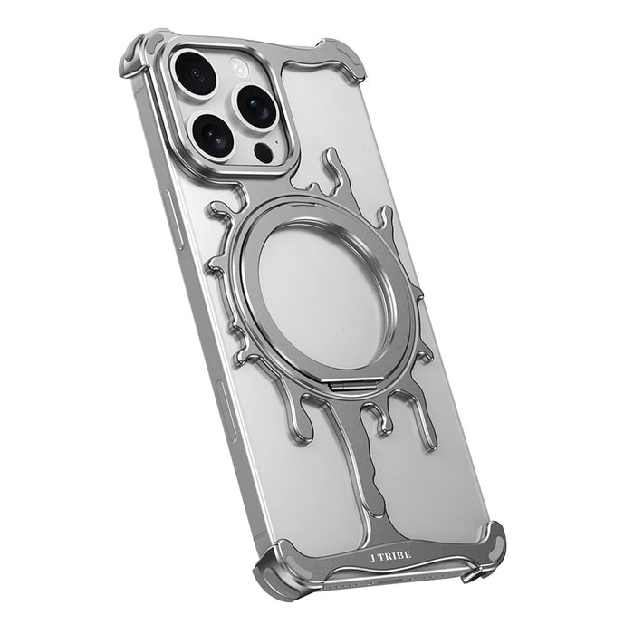 Glacier Series for iPhone 16 Pro Bumper Case Rotating Kickstand Metal Phone Cover Compatible with MagSafe - Dark Grey - 1