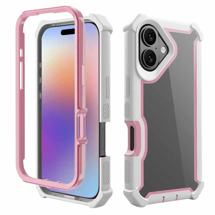 For iPhone 17 Case Clear Detachable 2 in 1 Shockproof TPU + PC Phone Back Cover - Pink - 1