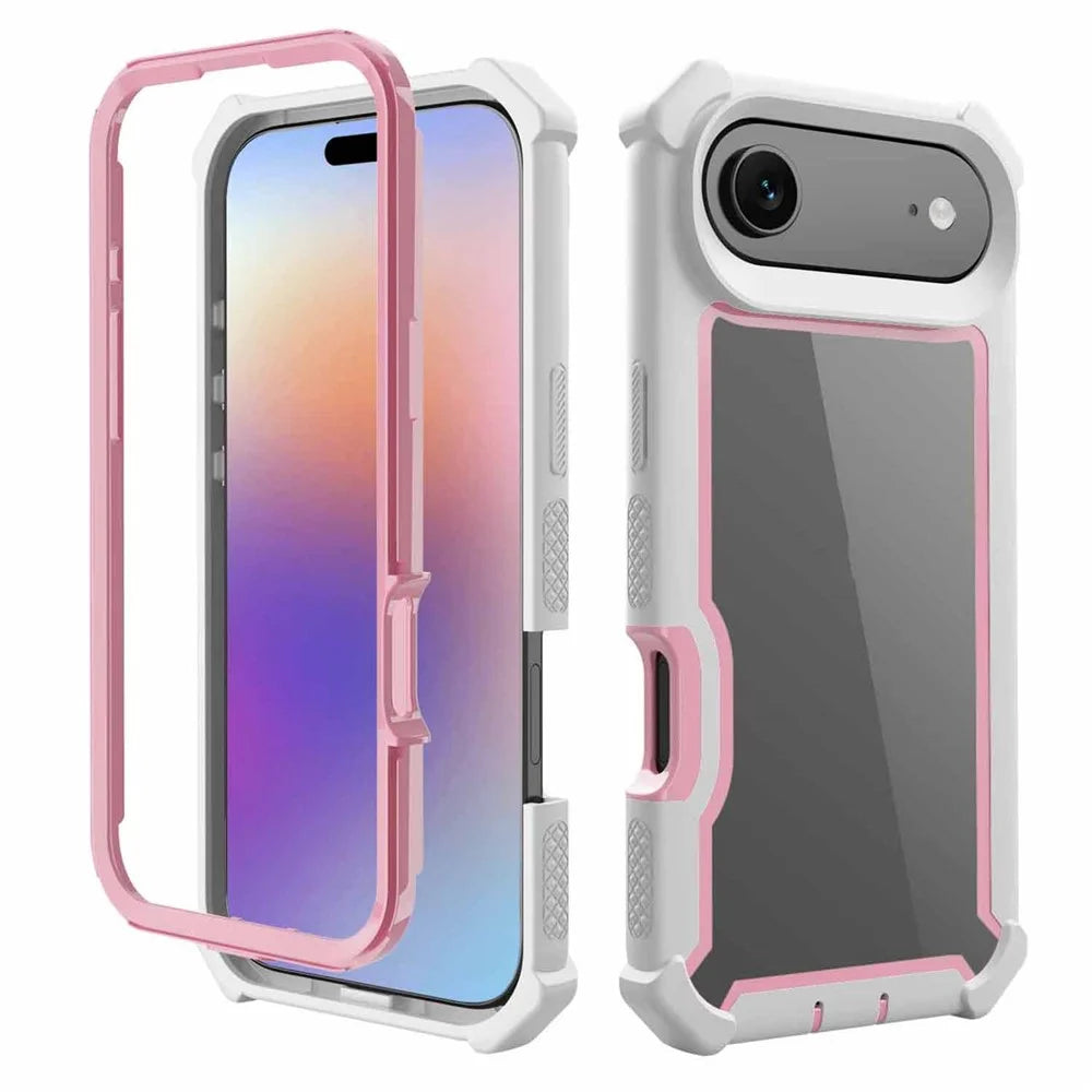 For iPhone Air Case Clear Detachable 2 in 1 Shockproof TPU + PC Phone Back Cover - Pink - 1
