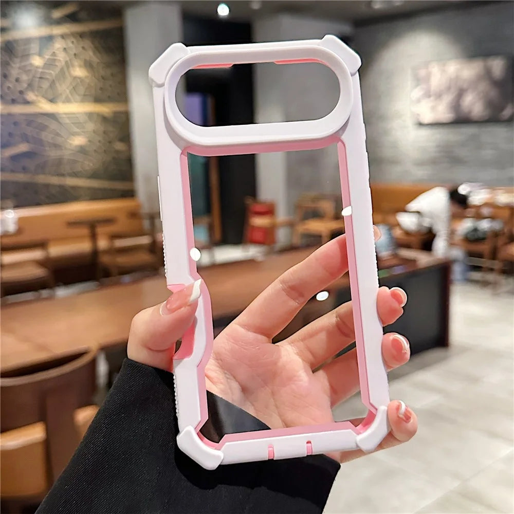 For iPhone Air Case Clear Detachable 2 in 1 Shockproof TPU + PC Phone Back Cover - Pink - 3