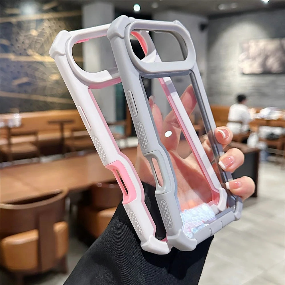 For iPhone Air Case Clear Detachable 2 in 1 Shockproof TPU + PC Phone Back Cover - Pink - 4