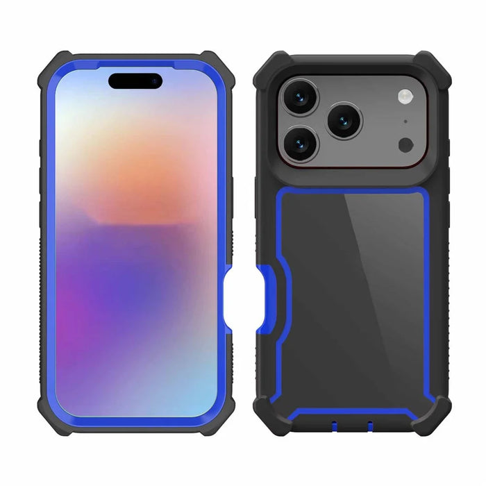 For iPhone 17 Pro Case Clear Detachable 2 in 1 Shockproof TPU + PC Phone Back Cover - Black  /  Blue - 2