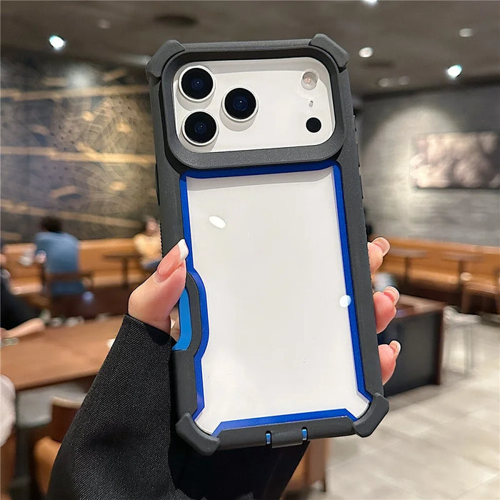 For iPhone 17 Pro Case Clear Detachable 2 in 1 Shockproof TPU + PC Phone Back Cover - Black  /  Blue - 3