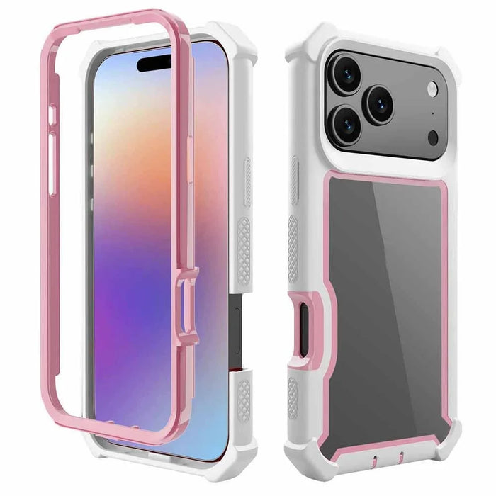 For iPhone 17 Pro Max Case Clear Detachable 2 in 1 Shockproof TPU + PC Phone Back Cover - Pink - 1