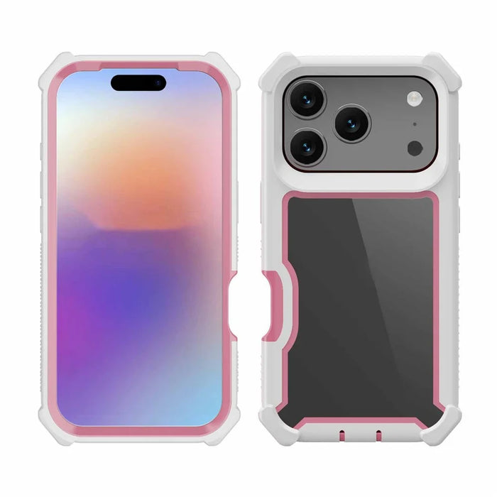 For iPhone 17 Pro Max Case Clear Detachable 2 in 1 Shockproof TPU + PC Phone Back Cover - Pink - 2
