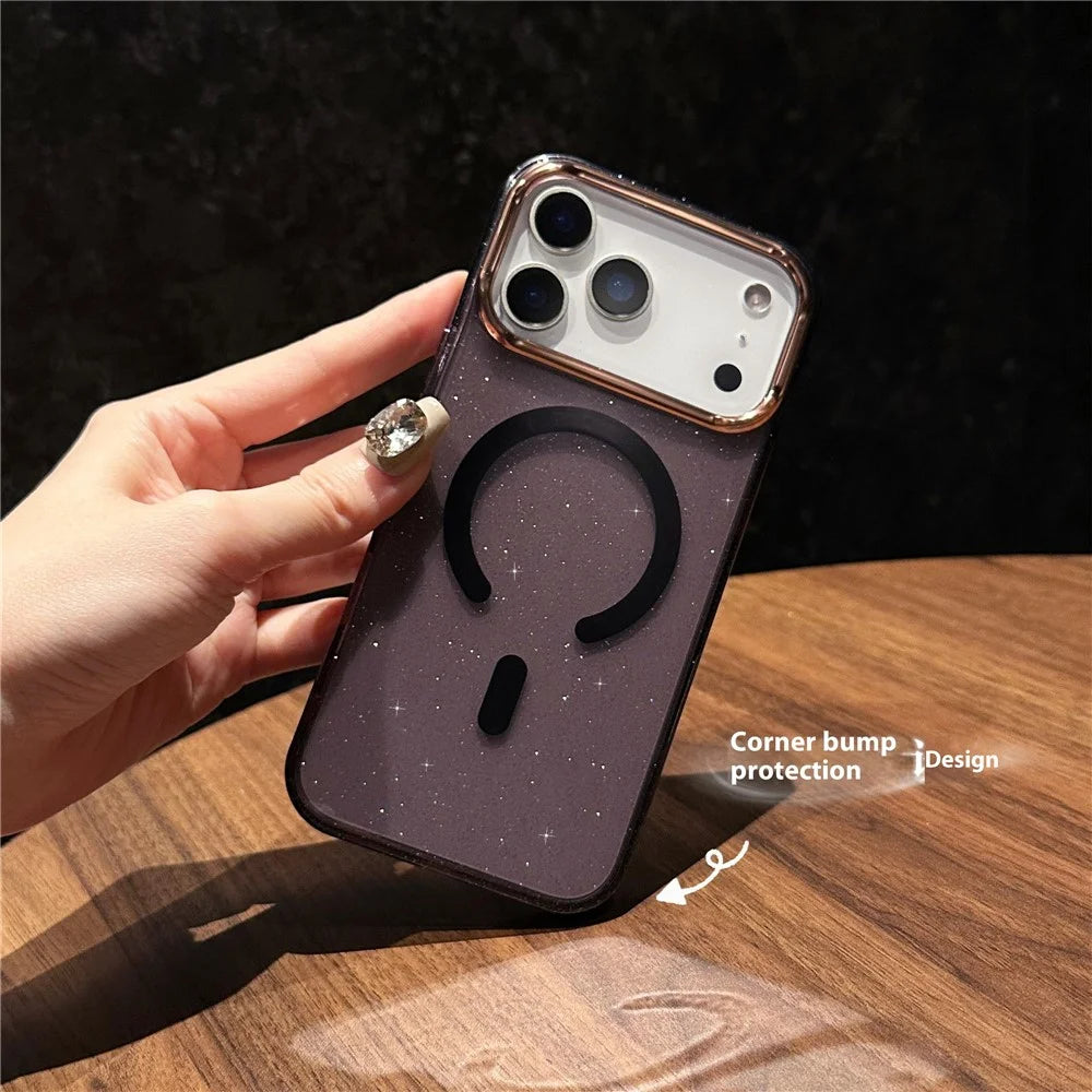 For iPhone 17 Pro Case Compatible with MagSafe PC + TPU + Acrylic Anti-Drop IMD Phone Cover - White - 6