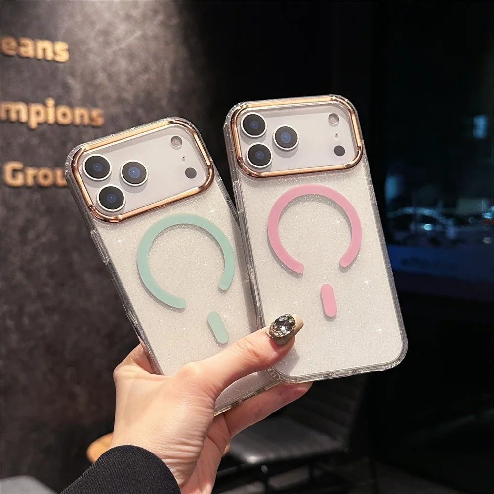 For iPhone 17 Pro Max Case Compatible with MagSafe PC + TPU + Acrylic Anti-Drop IMD Phone Cover - Green - 5