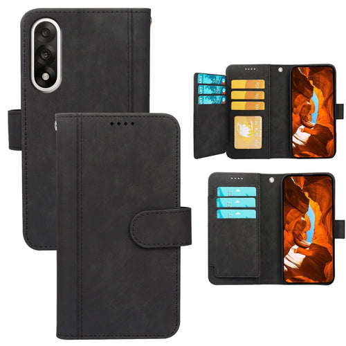 For OnePlus Ace 5 Ultra 5G / Nord 5 5G Leather Case Line Pattern Wallet Phone Cover with 9 Card Slots - Black - 1