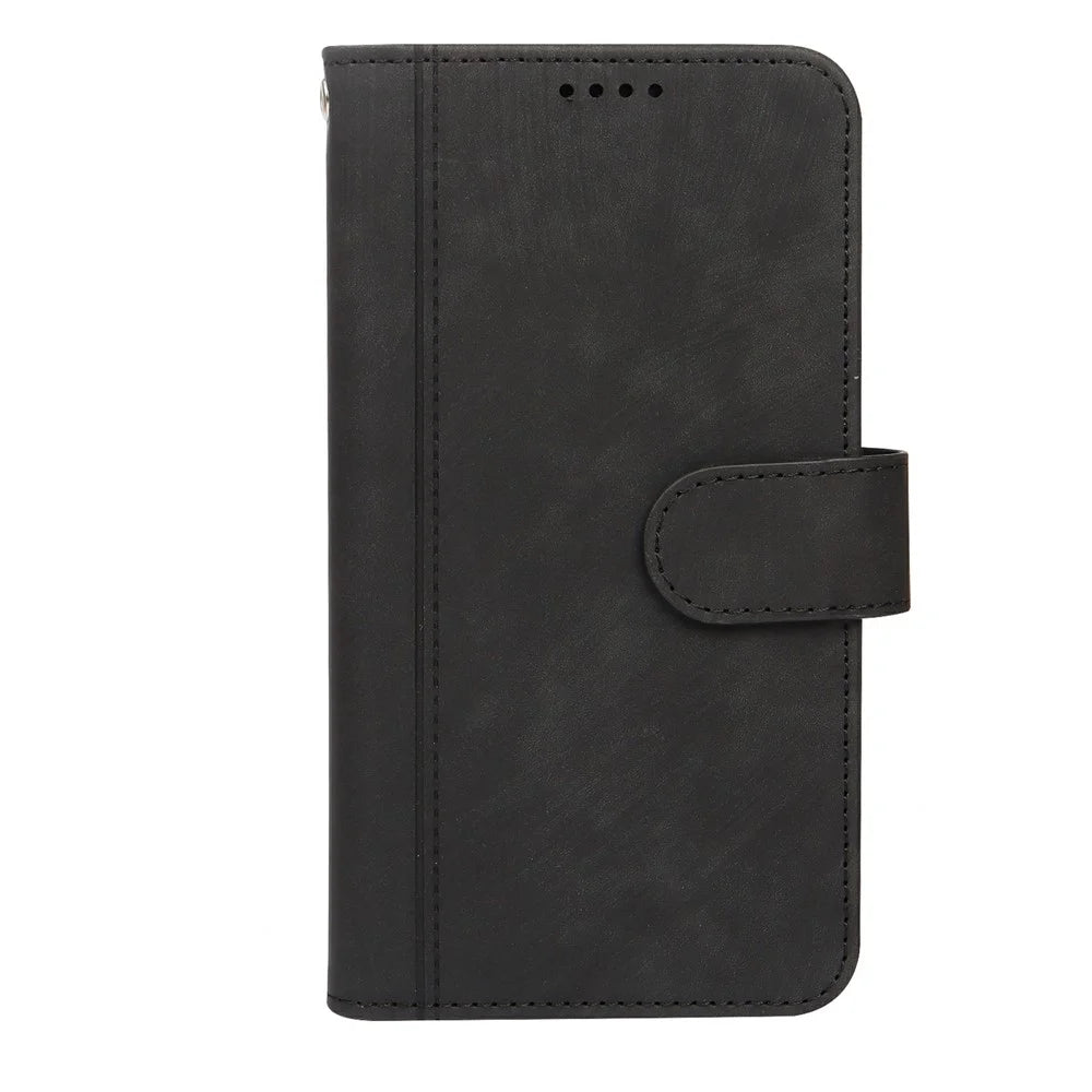 For OnePlus Ace 5 Ultra 5G / Nord 5 5G Leather Case Line Pattern Wallet Phone Cover with 9 Card Slots - Black - 5