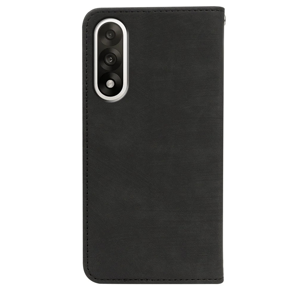 For OnePlus Ace 5 Ultra 5G / Nord 5 5G Case Strong Magnetic Leather Wallet Phone Cover with Striped Texture - Black - 5