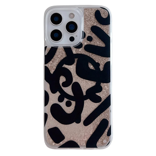 For iPhone 16 Pro Max Magnetic Case Quicksand Skin Touch Pattern TPU PC Phone Back Cover - Leopard Black - 1