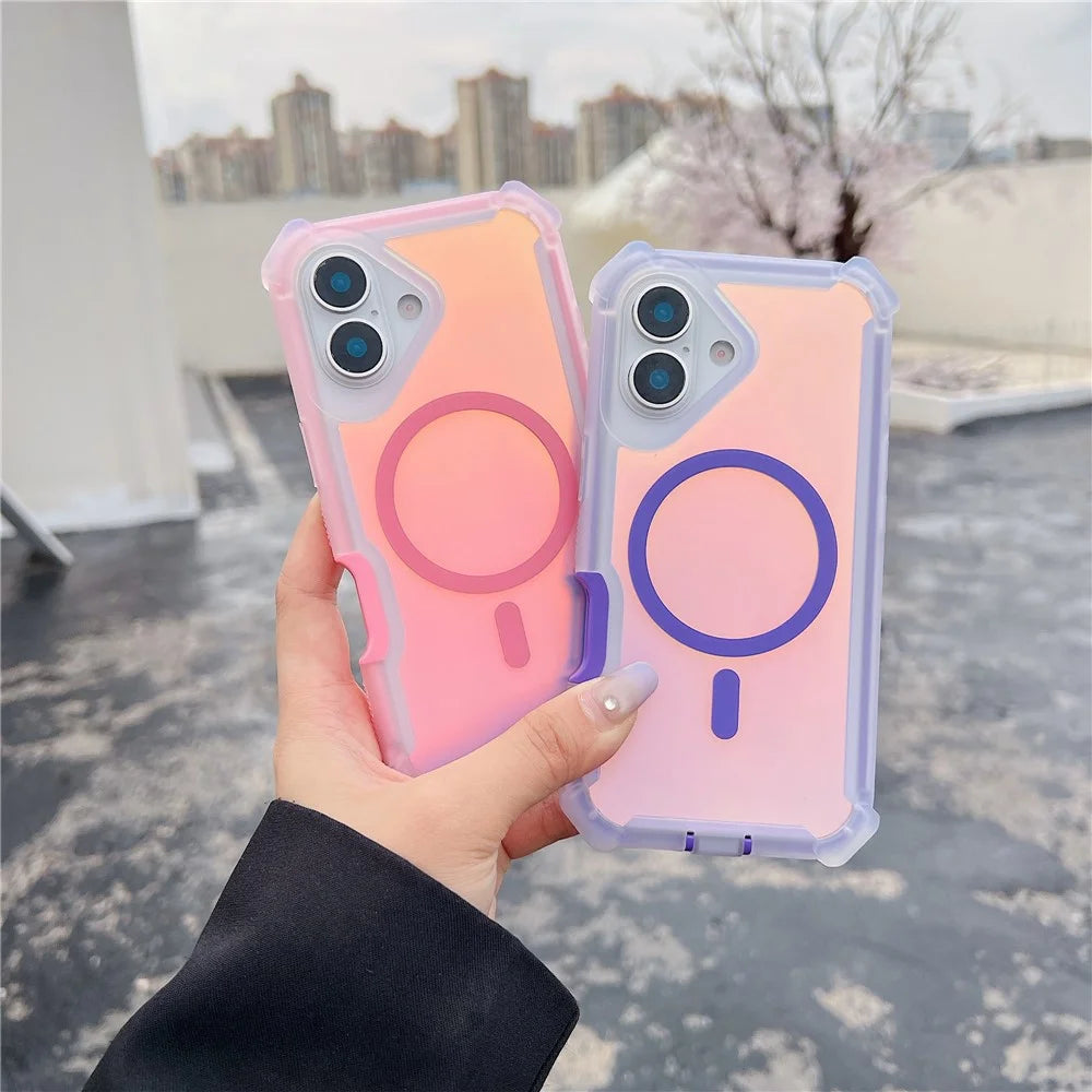 For iPhone 17 Magnetic Case Chameleon Anti Drop TPU + PC Phone Cover - Transparent Pink - 2