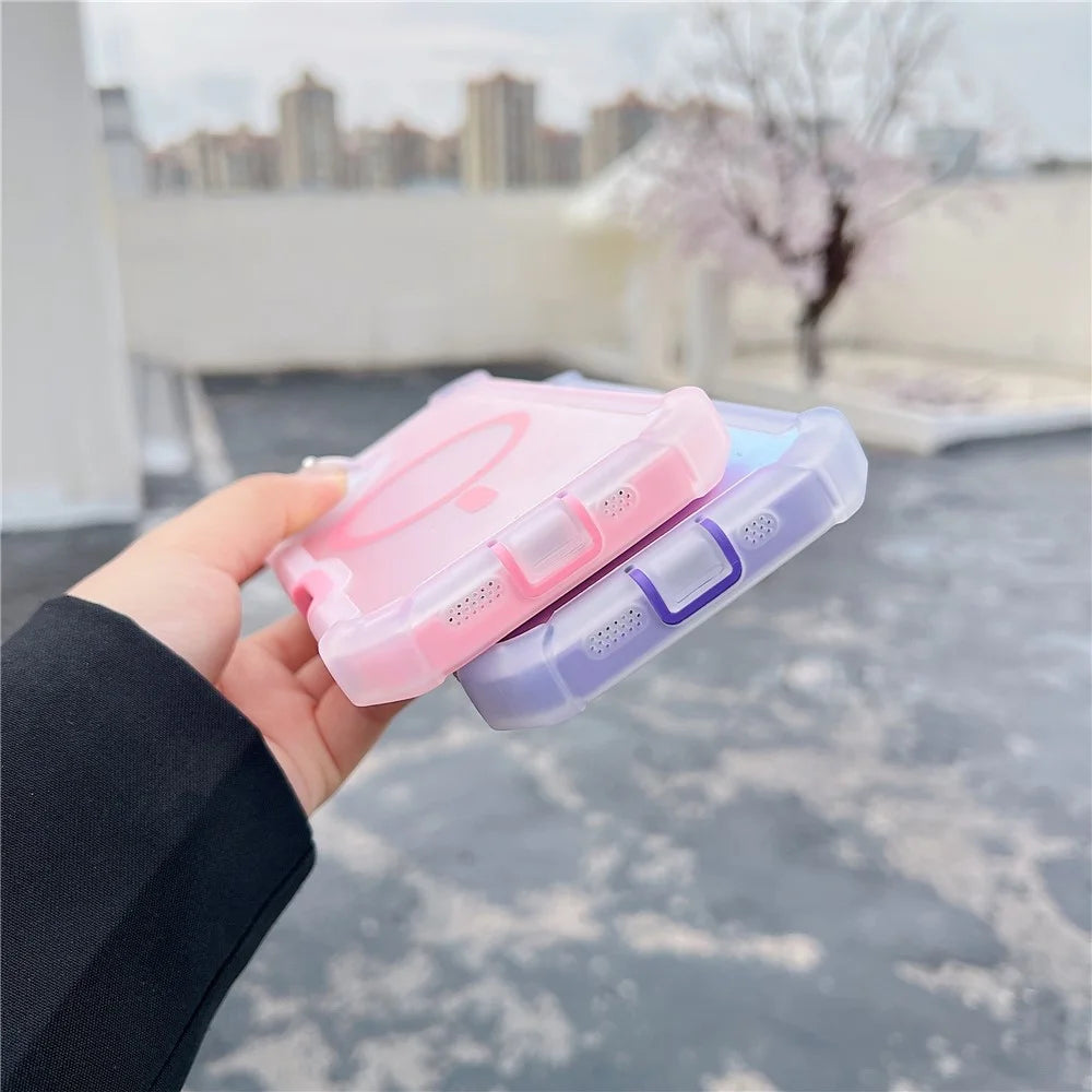 For iPhone 17 Magnetic Case Chameleon Anti Drop TPU + PC Phone Cover - Transparent Pink - 4