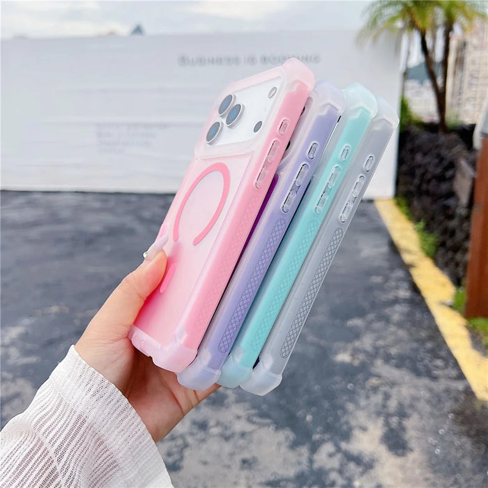 For iPhone 17 Pro Magnetic Case Chameleon Anti Drop TPU + PC Phone Cover - Transparent Blue Green - 3