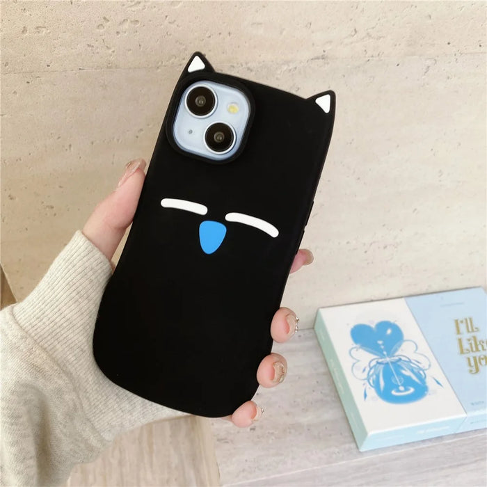 For iPhone 15 Silicone Case Cute Black Cat Design Shockproof Phone Back Cover - 4