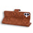For iPhone 17 Case Flower Imprinted PU Leather Wallet Flip Phone Cover with Wrist Strap - Brown - 4