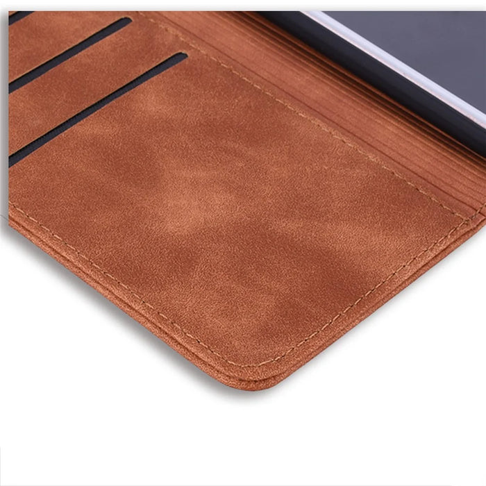 For iPhone 17 Case Flower Imprinted PU Leather Wallet Flip Phone Cover with Wrist Strap - Brown - 6