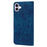For iPhone 17 Case Cherry Blossom Cat Imprinted Leather Phone Cover with Wrist Strap - Blue - 6