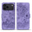 For iPhone 17 Pro Max Case Cherry Blossom Cat Imprinted Leather Phone Cover with Wrist Strap - Purple - 1
