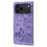 For iPhone 17 Pro Max Case Cherry Blossom Cat Imprinted Leather Phone Cover with Wrist Strap - Purple - 6