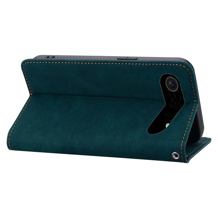 For iPhone Air Case Lines Pattern Wallet Leather Phone Cover with Strap - Green - 3