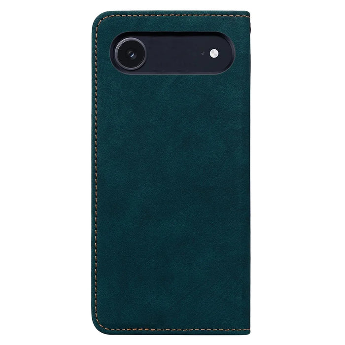 For iPhone Air Case Lines Pattern Wallet Leather Phone Cover with Strap - Green - 6