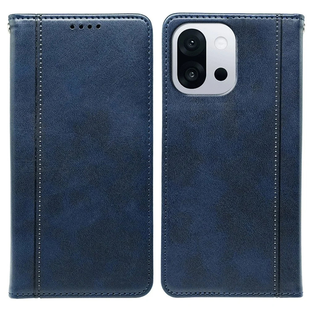 For OnePlus 13T 5G Case Hidden Magnetic Closure Calf Texture Leather Phone Cover - Blue - 1