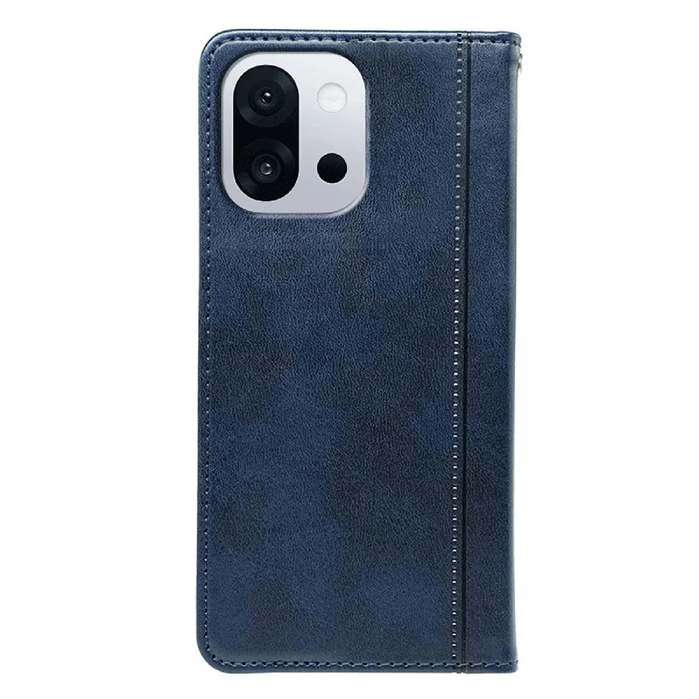 For OnePlus 13T 5G Case Hidden Magnetic Closure Calf Texture Leather Phone Cover - Blue - 5