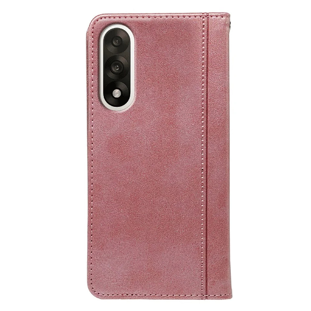 For OnePlus Ace 5 Ultra 5G / Nord 5 5G Case Hidden Magnetic Closure Calf Texture Leather Phone Cover - Rose Gold - 5