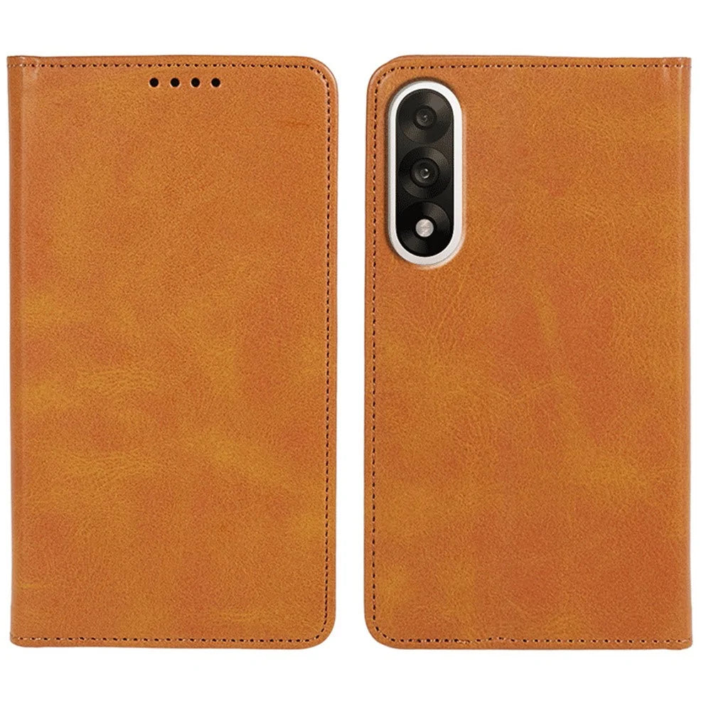 For OnePlus Ace 5 Ultra 5G / Nord 5 5G Case Strong Magnetic PU Leather Phone Cover Calf Texture - Khaki - 1