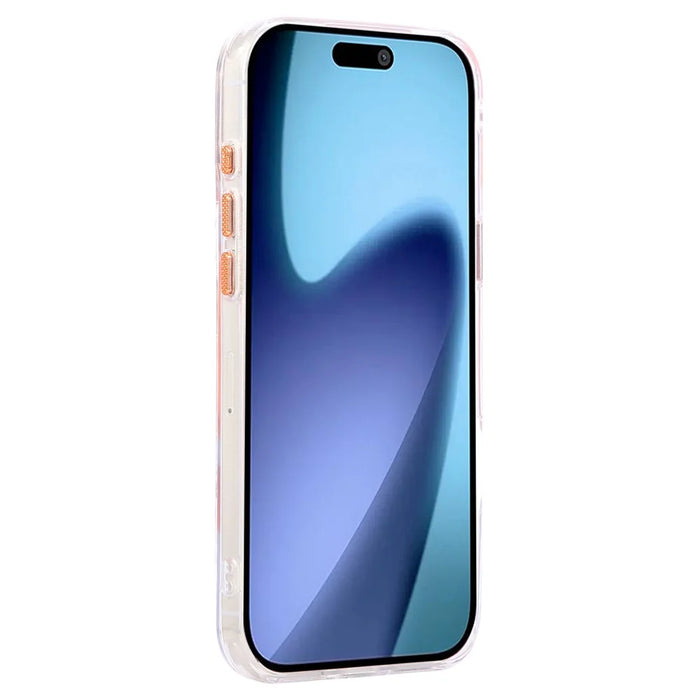 For iPhone 17 Pro Max Case Compatible with MagSafe PC + TPU Clear Phone Cover with Diamond Texture Lens Frame - Orange - 2