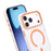 For iPhone 17 Pro Max Case Compatible with MagSafe PC + TPU Clear Phone Cover with Diamond Texture Lens Frame - Orange - 4