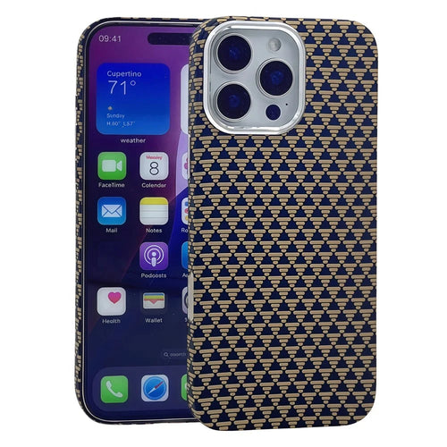 For iPhone 16 Pro Max Case Compatible with MagSafe Carbon Fiber Texture Hard PC Phone Cover - Gold - 1