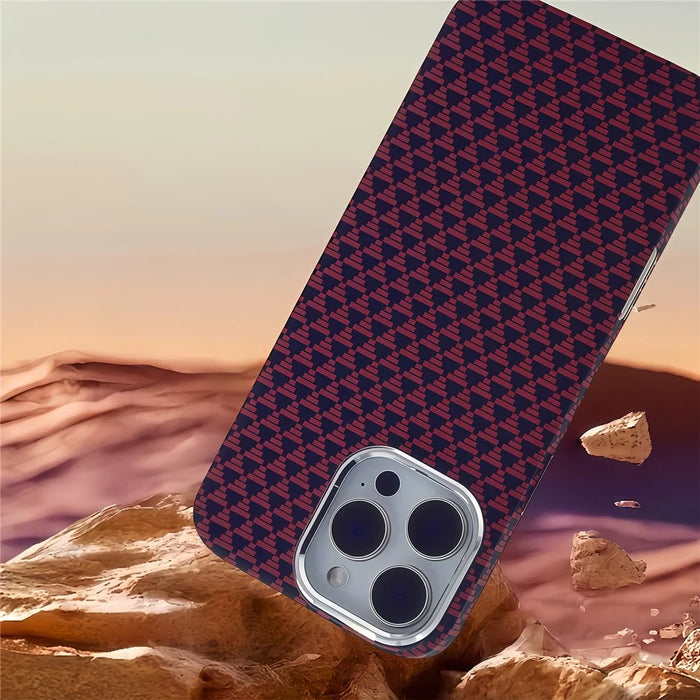 For iPhone 16 Pro Case Compatible with MagSafe Carbon Fiber Texture Hard PC Phone Cover - Red - 7