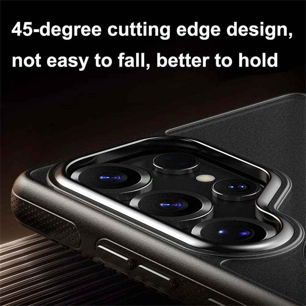 For Samsung Galaxy S25 Ultra Magnetic Case Drop Proof TPU PC Kickstand Phone Cover - Black - 5