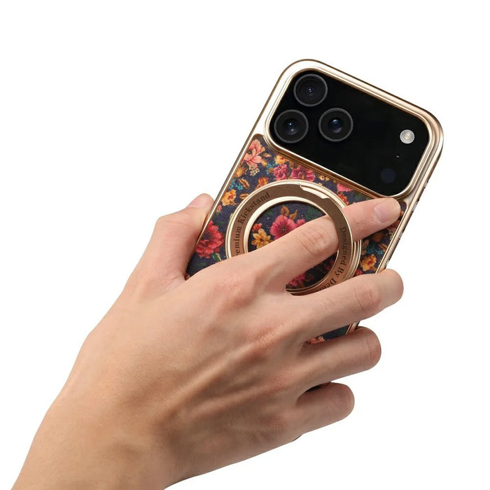 A22 For iPhone 17 Pro Max Case Compatible with MagSafe Kickstand Electroplated Floral Phone Cover - Purple - 5