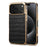 DENIOR For iPhone 17 Pro Max Case Genuine Cow Leather Crocodile Texture Electroplating Phone Cover - Black - 1