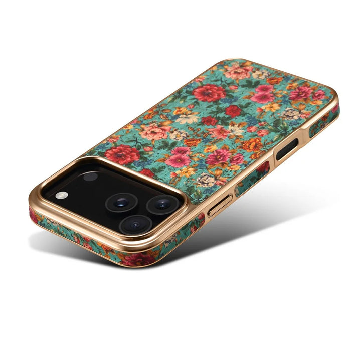 DENIOR For iPhone 17 Pro Max Case Pattern Printed Electroplating Leather Back Phone Cover - Blue - 5