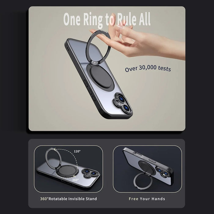 For iPhone 17 Case Compatible with MagSafe TPU + PC Kickstand Phone Cover - Black - 4
