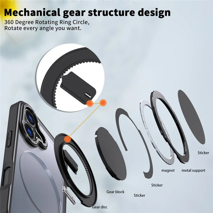 For iPhone 17 Case Compatible with MagSafe TPU + PC Kickstand Phone Cover - Black - 6