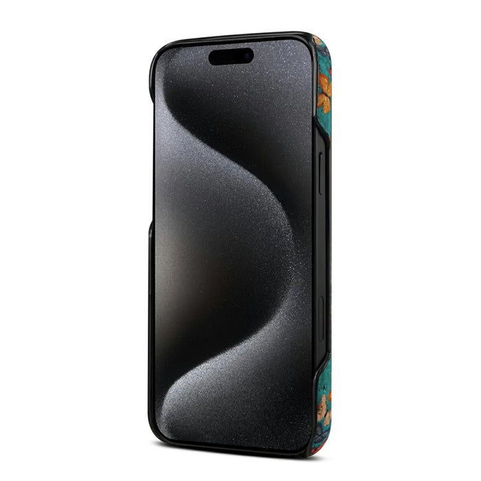For iPhone 17 Pro Max Case Pattern Printed PU Leather + PC Phone Cover - Blue - 3