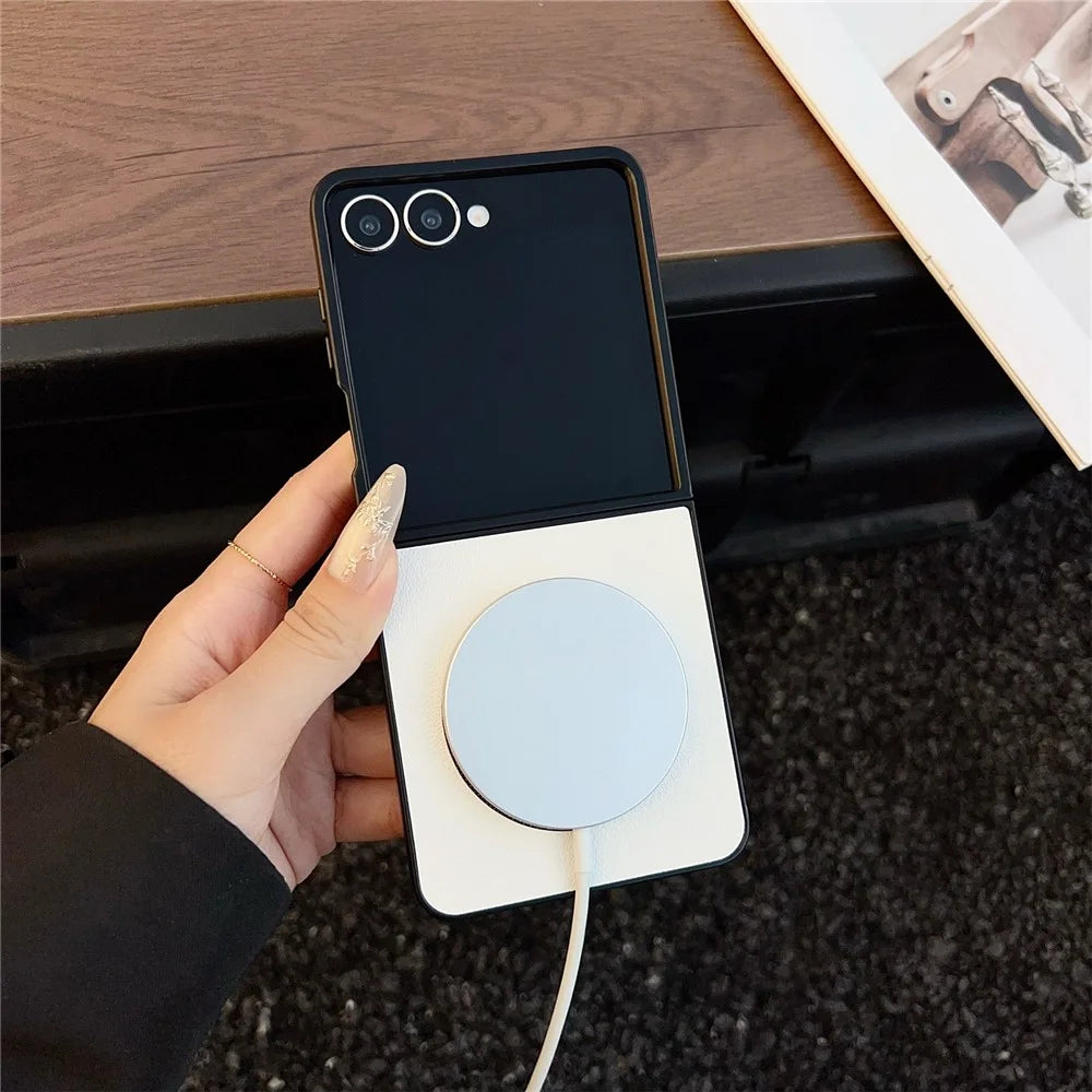 For Samsung Galaxy Z Flip7 5G Case Anti-Drop PU Leather + PC Cover Magnetic Case - White - 3