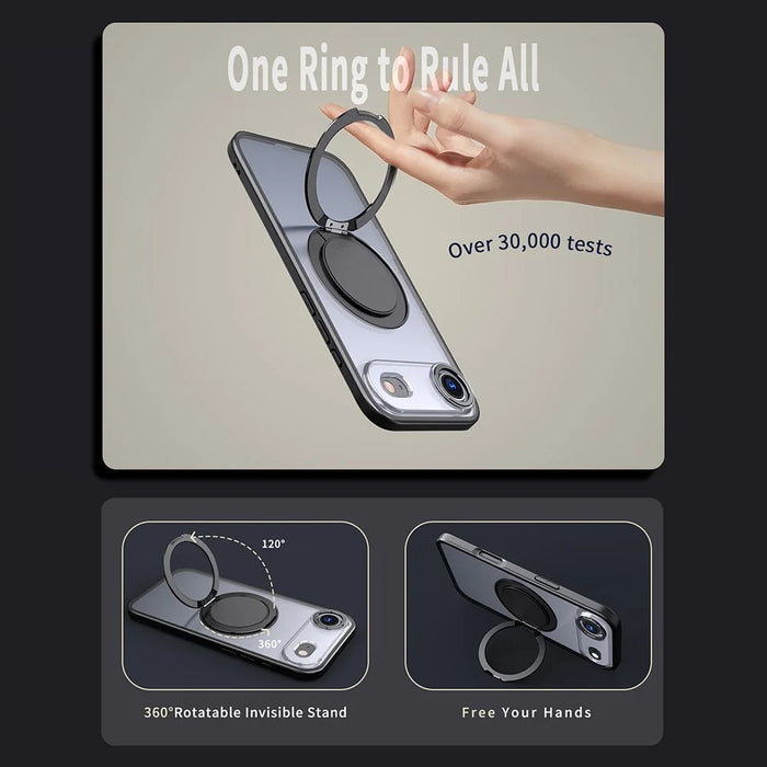 For iPhone Air Case Compatible with MagSafe TPU + PC Kickstand Phone Cover - Black - 4