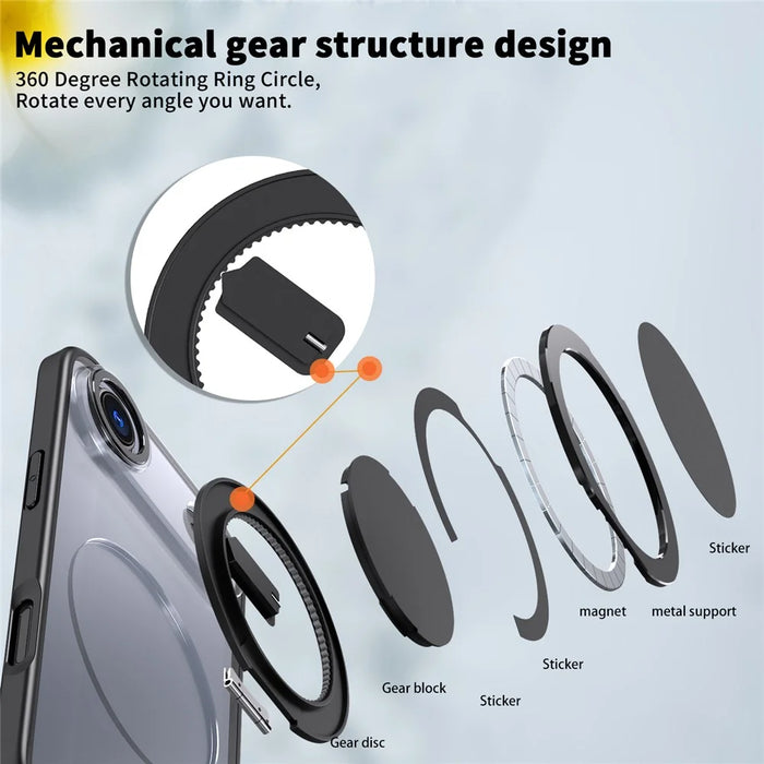 For iPhone Air Case Compatible with MagSafe TPU + PC Kickstand Phone Cover - Black - 6