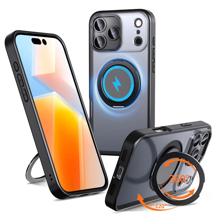 For iPhone 17 Pro Case Compatible with MagSafe TPU + PC Kickstand Phone Cover - Black - 1
