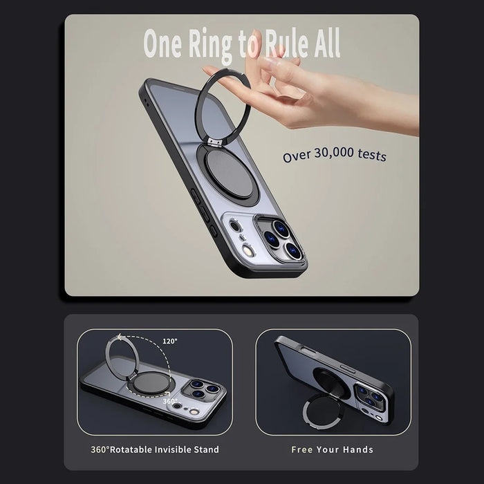 For iPhone 17 Pro Case Compatible with MagSafe TPU + PC Kickstand Phone Cover - Black - 4