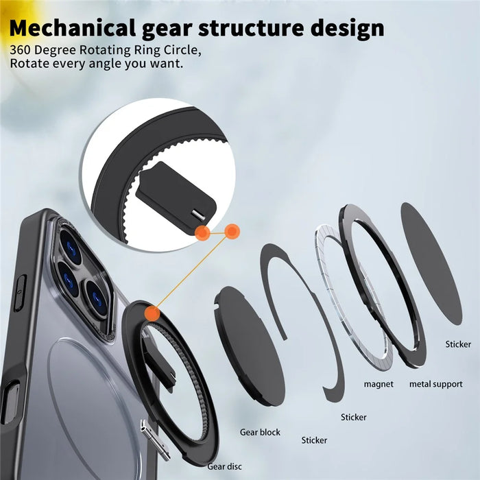 For iPhone 17 Pro Case Compatible with MagSafe TPU + PC Kickstand Phone Cover - Black - 6