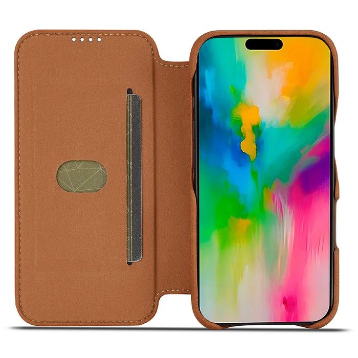 LC.IMEEKE For iPhone 17 Case Card Holder Stand Leather Phone Cover - Brown - 2