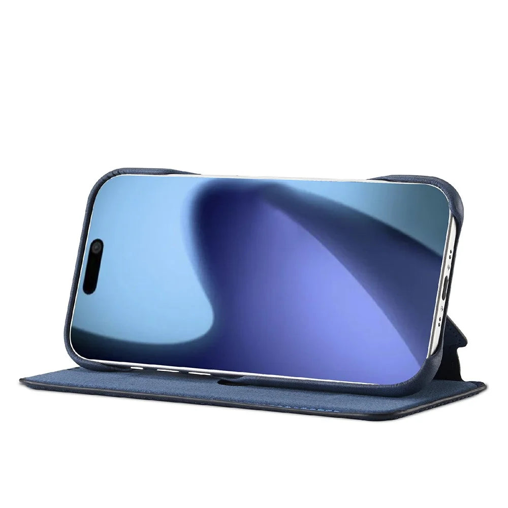 LC.IMEEKE For iPhone Air Case Card Holder Stand Leather Phone Cover - Blue - 3